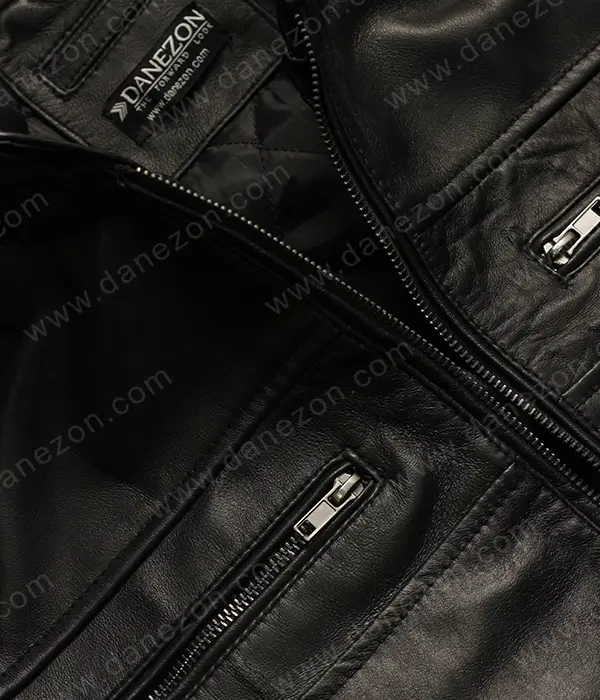 Black Johnson Style Real Mens Leather Jacket - Danezon