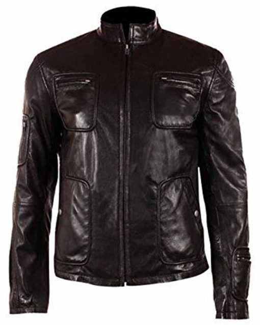 Star Trek Chris Pine Cafe Racer Leather Black Jacket