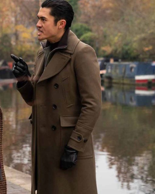 Brown Double Breasted Henry Golding Trench Coat