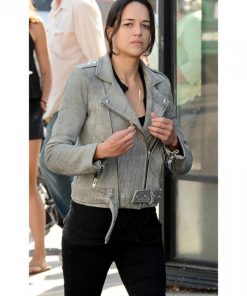 Fast and Furious Michelle Rodriguez Grey Biker Jacket