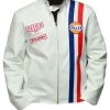 Le Mans Steve McQueen Gulf White Leather Jacket