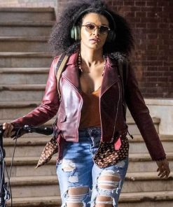 Queen Sono Pearl Thusi Leather Maroon Jacket