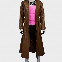 Remy LeBeau Brown Leather Gambit Trench  Coat
