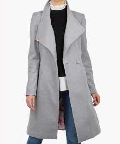Spinning Out Mandy Davis Grey Wrap Trench Coat