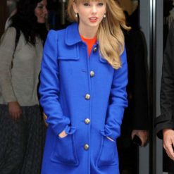 Wool-Blend Singer Taylor Swift Blue Coat