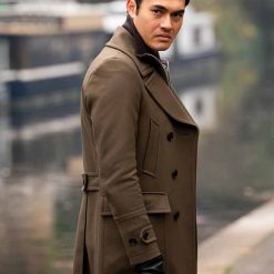 Henry Golding Brown Double Breasted Coat