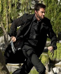 Hugh Jackman Leather The Wolverine Logan Black Coat