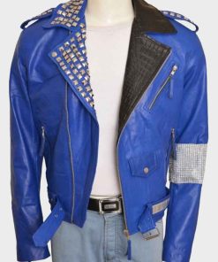 WWE Superstar Brian Kendrick Blue Motorcycle Leather Jacket