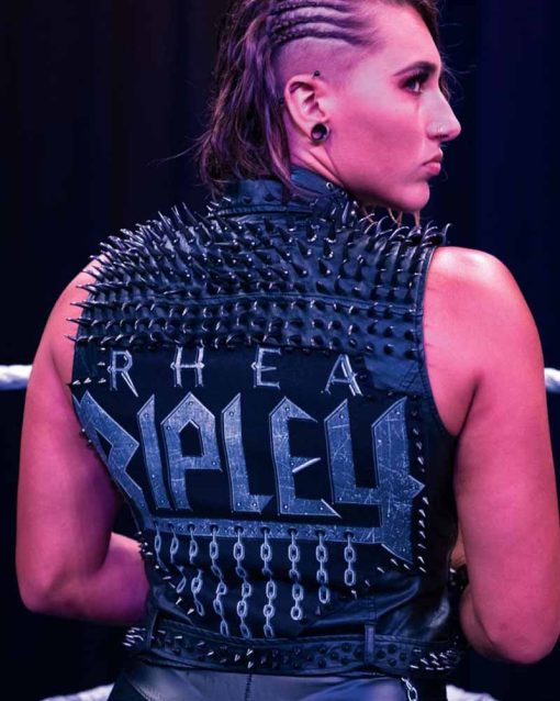 WWE Rhea Ripley Black Leather Vest