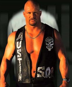 WWE Black Leather Stone Cold Steve Austin 3:16 Skull Vest