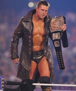 WWE Leather Michael Gregory Mizanin Trench Coat with Studs