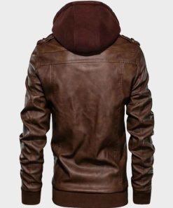 Mens Brown Bomber Jacket With Hood