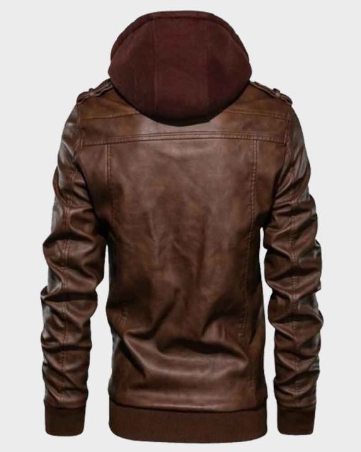 Mens Brown Bomber Jacket With Hood