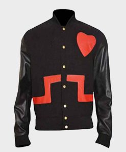 Black and Red Chris Brown Bomber Heart Jacket