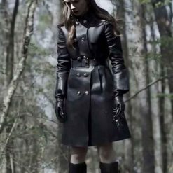 Lily Collins Black Inheritance Lauren Monroe Leather Coat