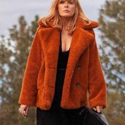 Kelly Reilly Orange Yellowstone Beth Dutton Fur Coat