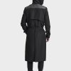 Black Hooded Raincoat for Mens