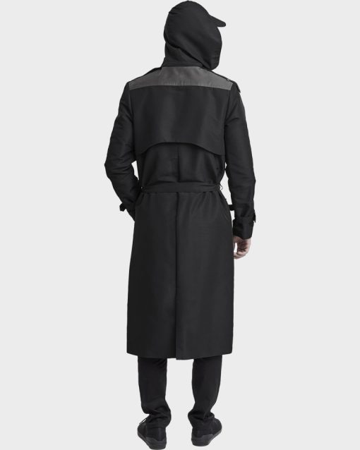 Black Hooded Raincoat for Mens