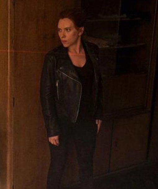 Scarlett Johansson Black Widow 2021 Black Motorcycle Jacket