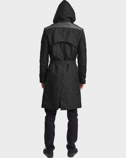 Mens Black Hooded Raincoat