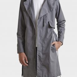 Mens Grey Hooded Zipper Coat