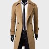 Mens Fashion Double-Breasted Brown Trench Coat