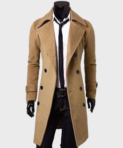 Mens Fashion Double-Breasted Brown Trench Coat
