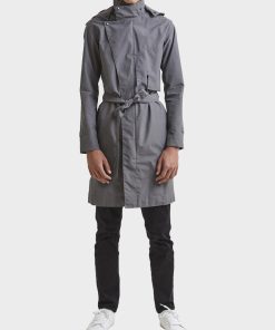 Grey Hooded Raincoat for Mens
