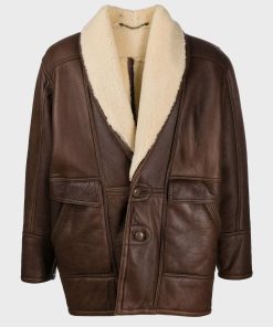 Vintage Leather Shearling Collar Jacket