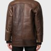 Mens Vintage Leather Jacket with Shearling Collar