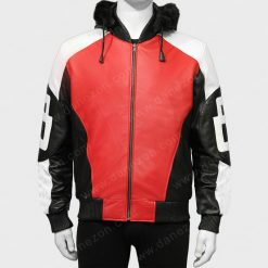 Red Leather 8 Ball Logo Jacket