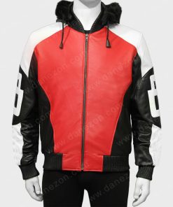 Red Leather 8 Ball Logo Jacket