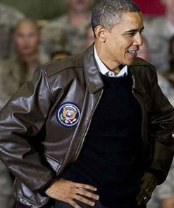 Barack Obama A-2 Flight Brown Leather Jacket Jacket