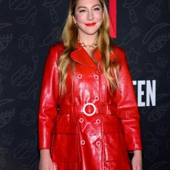 AJ And The Queen Este Haim Red Leather Coat