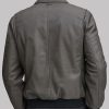 Men Bomber Leather Grey Jacket