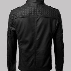 Mens Slimfit Black Motorcycle Leather Jacket