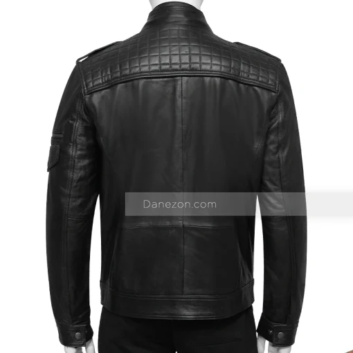 Slim fit Black Biker Mens Leather Jacket