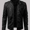 Men's Black Biker Slim Fit Leather Jacket