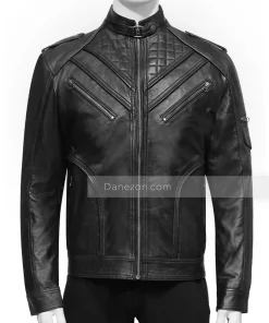 Slim fit Black Leather Jacket Mens