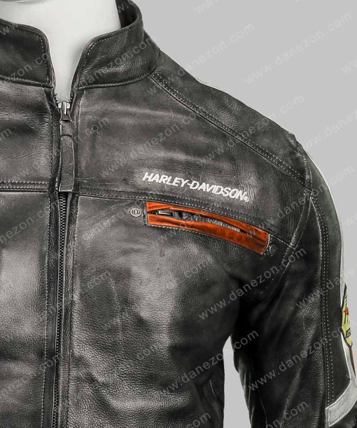 Harley Davidson Black Distressed Café Racer Jacket