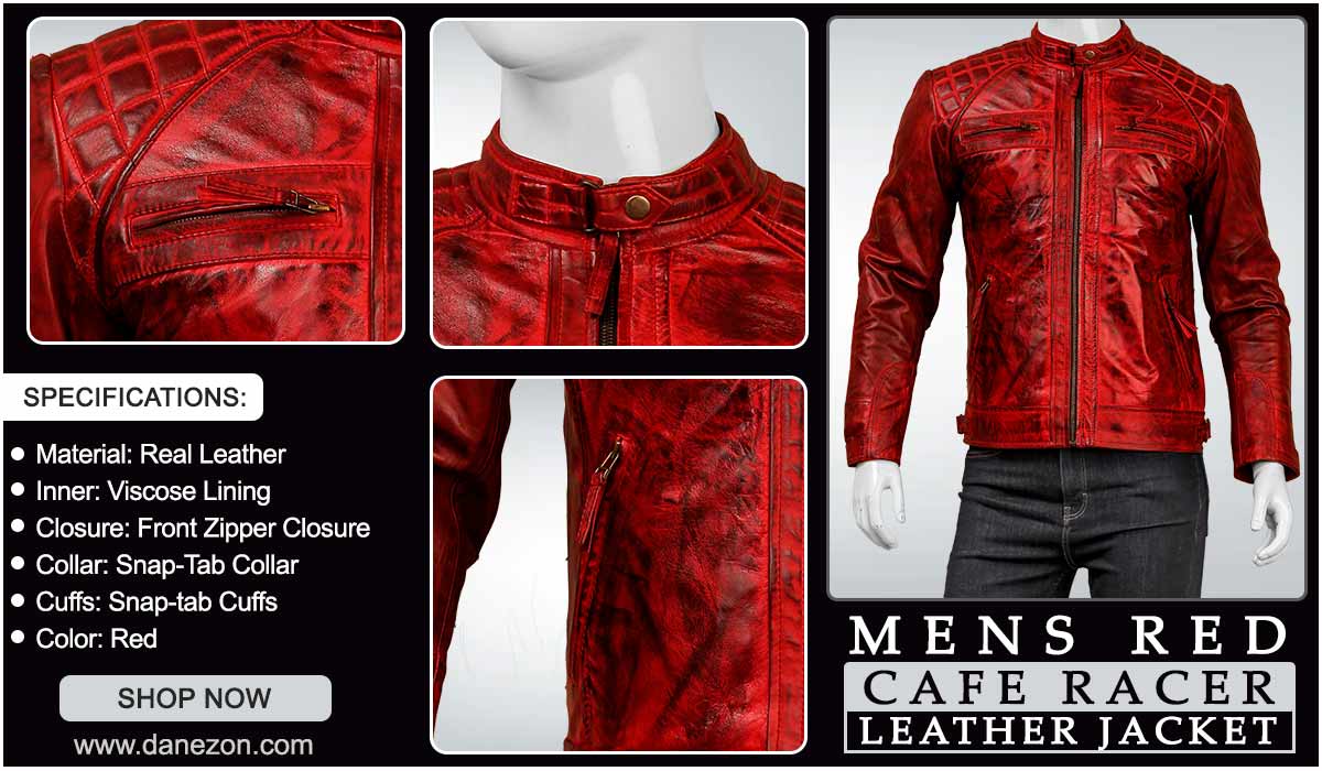 Red Café Racer Leather Jacket