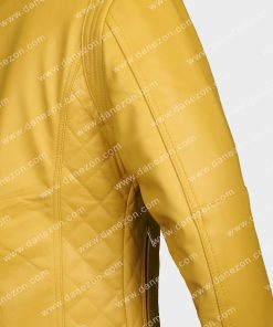 Casual Women Yellow Leather Jacket