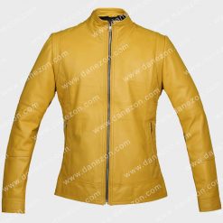 Women Yellow Leather Jacket