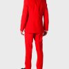 Mens Red Devil Wool-Blend Suit