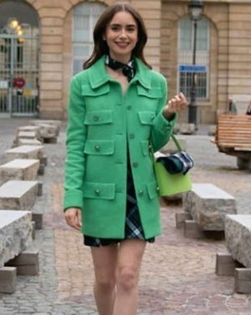 Emily In Paris Green Multi-Pocket Coat for Sale