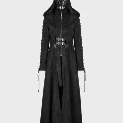 Gothic Dark Angel Black Hooded Coat