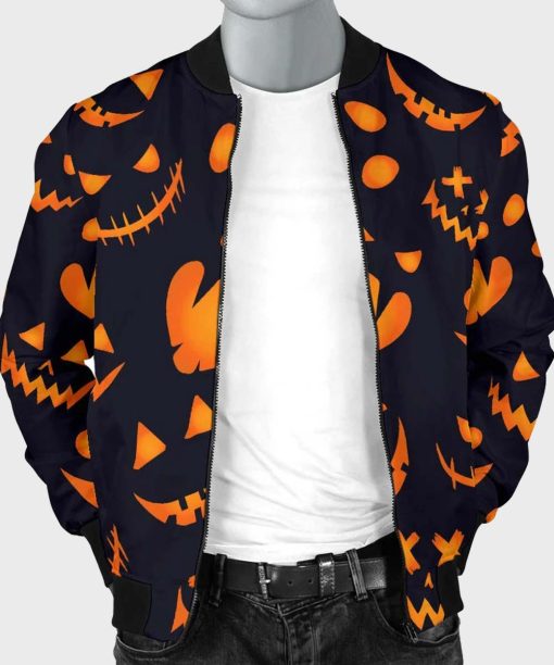 Halloween Pattern Pumpkins Bomber Jacket