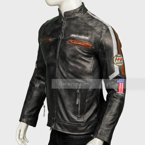 Harley Davidson Cafe Racer Distressed Leather Jacket Mens