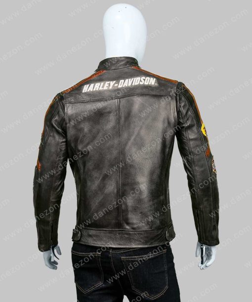 Harley Davidson Distressed Leather Café Racer Jacket