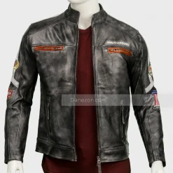 Mens Harley Davidson Cafe Racer Distressed Leather Jacket